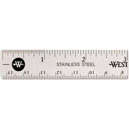ACME UNITED Westcott® Stainless Steel Ruler with Non Slip Cork Base, 6" Long, 1 Each 10414